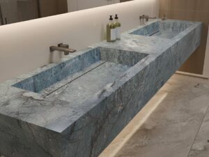 Blue Marble Look Double Basin Sink